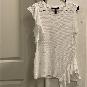 BCBG perforated one shoulder top